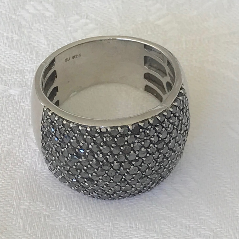 BLACK DIAMOND STERLING RING - Picture 3 of 7